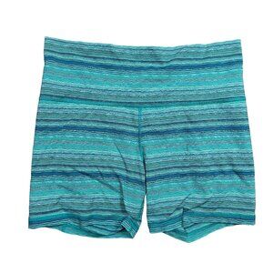 Lululemon Wunder Under Bike Workout Cycle Shorts Mermaid Stripe Blue Size 14